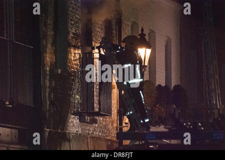 London, UK . 21st Jan, 2014. London Fire Service crew tackle a house fire at Hyde Park Gardens Mews, Paddington, central London. Credit:  Peter Manning/Alamy Live News Stock Photo