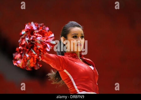 Houston, Texas, USA. 21st Jan, 2014. JAN 21 2014: A Houston Cougar dance team member performs during a timeout of the NCAA women's basketball game between Houston and Louisville from Hofheinz Pavilion in Houston, TX. Credit:  csm/Alamy Live News Stock Photo