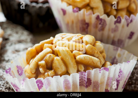 Detail of caramel puffed rice balls. Stock Photo