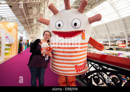 London, UK. 21st Jan, 2014. Toy Fair opens in the Grand Hall at Olympia. The Toy Fair will once again be showcasing thousands of brand new toys, games and hobbies to the UK's largest gathering of toy industry professionals. Credit:  Malcolm Park editorial/Alamy Live News Stock Photo