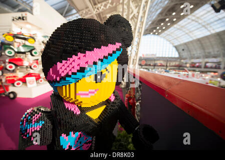 London, UK. 21st Jan, 2014. Toy Fair opens in the Grand Hall at Olympia. The Toy Fair will once again be showcasing thousands of brand new toys, games and hobbies to the UK's largest gathering of toy industry professionals. Credit:  Malcolm Park editorial/Alamy Live News Stock Photo