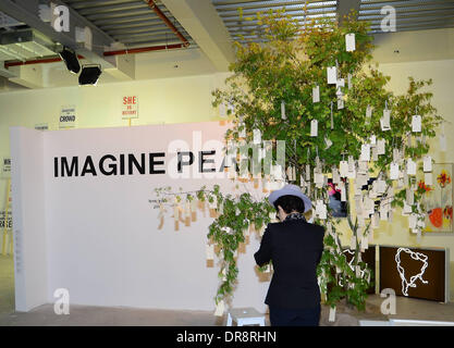 Yoko Ono visits her interactive art installation entitled 'Wish Tree For Ireland' created on behalf of the Make A Wish Foundation Dublin, Ireland - 21.06.12 Stock Photo