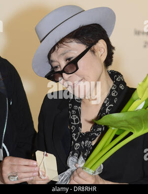 Yoko Ono visits her interactive art installation entitled 'Wish Tree For Ireland' created on behalf of the Make A Wish Foundation Dublin, Ireland - 21.06.12 Stock Photo