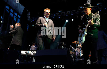 Suggs, Chas Smash and Chris Foreman  Madness performing at Newmarket Racecourse Suffolk, England - 22.06.12 Stock Photo