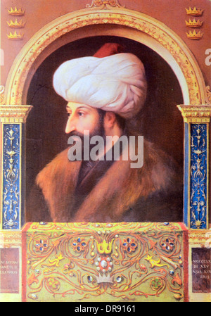 Turkish Ottoman Sultan Mehmed the Conqueror II (1432-1481) or Mehmet the Conqueror Portrait Painting Stock Photo