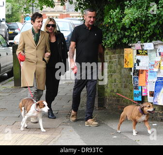 Kate Moss and her husband Jamie Hince out walking their dog Archie London, England - 14.06.12 Stock Photo