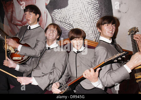 Beatles wax figures as young men including George Harrison, Paul McCartney, Ringo Starr, John Lennon Wax figures of The Beatles are unveiled at Madame Tussauds.  The unveiling comes days before Paul McCartney celebrates his 70th birthday on June 18, 2012.  Where: New York City, United States When: 14 Jun 2012 Stock Photo