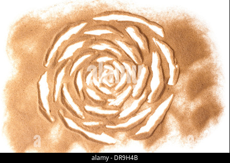 Sand sculputered rose isolated in white Stock Photo