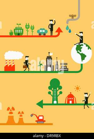 illustration of a town with green energy Stock Photo