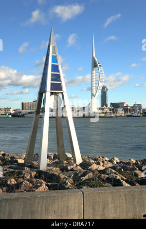 The unique tidal flow clock at the Falkland memorial gardens on Gosport waterfront, Hampshire, England. Stock Photo