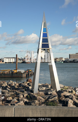 The unique tidal flow clock at the Falkland memorial gardens on Gosport waterfront, Hampshire, England. Stock Photo