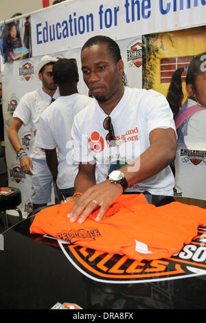 Didier Drogba Professional football players from the English Premier League host an event at Eaglerider Motorcycles in support of 'armsaroundthechild.org' Los Angeles, California - 01.07.12 Stock Photo