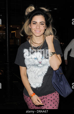 Marina Diamandis aka Marina and the Diamonds, arrives at the BBC Radio 1 studios for a brief interview, leaving 30 minutes later. Marina was not dressed for the cold, wet weather, despite complaining on her twitter account that it was like 'December outside'. London, England - 02.07.12 Stock Photo