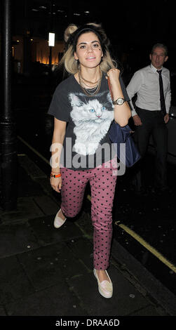 Marina Diamandis aka Marina and the Diamonds, arrives at the BBC Radio 1 studios for a brief interview, leaving 30 minutes later. Marina was not dressed for the cold, wet weather, despite complaining on her twitter account that it was like 'December outside'. London, England - 02.07.12 Stock Photo