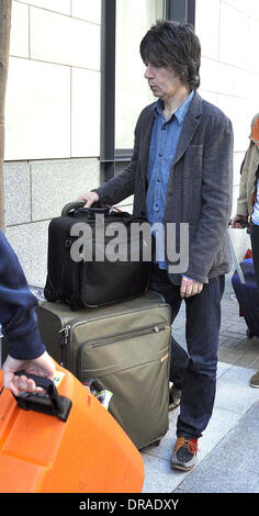 John Squire,  Stone Roses arrive at their hotel ahead of performing at Phoenix Park Dublin, Ireland - 04.07.12 Stock Photo