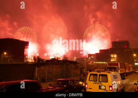 The Macy's Fourth of July Fireworks Display on the Hudson River for Independence Day  New York City, USA - 04.07.12 Stock Photo