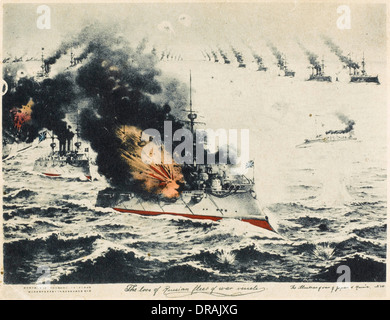 Naval battle during Russo-Japanese War Stock Photo