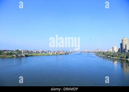 Wide of view of the City of Cairo and the Nile - Egypt  (taken from the ring road) Stock Photo