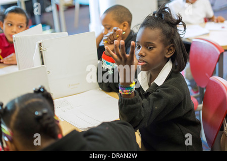 Third Graders Take a Test Stock Photo