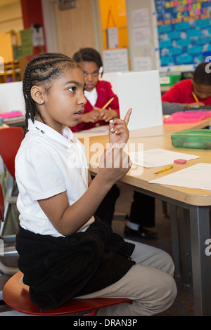 Third Graders Take a Test Stock Photo