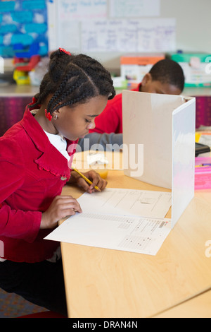 Third Graders Take a Test Stock Photo