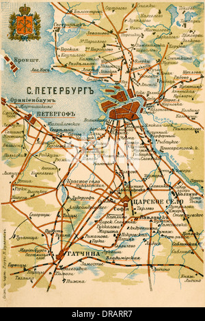 Map of St Petersburg and surrounding area, Russia Stock Photo