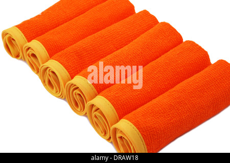 Rolled towels isolated on white background. Stock Photo