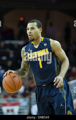 Los Angeles, CA, USA. 22nd Jan, 2014. January 22, 2014 - Los Angeles, CA, United States of America - California Golden Bears guard Justin Cobbs (1) in action during the NCAA game between the California Golden Bears and the USC Trojans at the Galen Center in Los Angeles, CA. The USC Trojans defeated The California Golden Bears 77-69. Credit:  csm/Alamy Live News Stock Photo