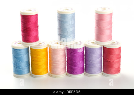 Coloured threads by Drima on neutral background Stock Photo