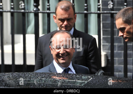 French President Francois Hollande leaves 10 Downing Street after a meeting with Prime Minister David Cameron. London, England - 10.07.12 Stock Photo