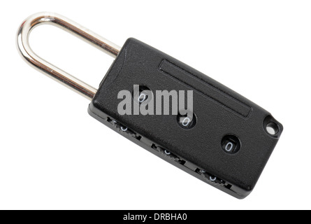 a black combination padlock isolated on a white background Stock Photo