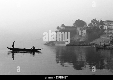 Boat in river Ganges, Varanasi, Uttar Pradesh, India, 1982 Stock Photo