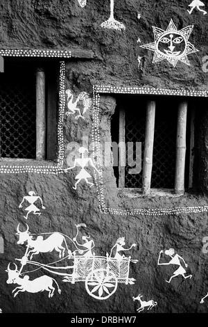 warli painting black and white