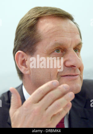 Alfons Hoermann, president of the German Olympic Sports Confederation (DOSB) speaks during the press conference in Frankfurt/Main, Germany, 23 January 2014. The DOSB has nominated 151 athletes for the Winter Olympics in Sochi. Photo: Arne Dedert/dpa Stock Photo