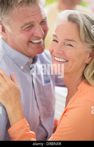 Happy senior couple hugging Stock Photo