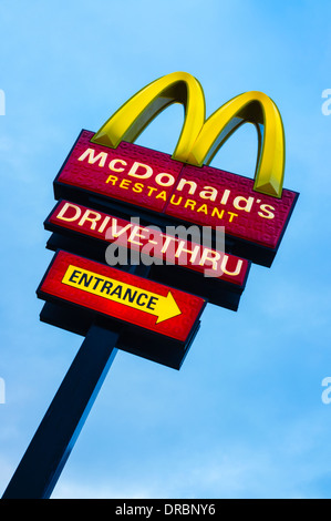 McDonalds logo at the entrance of restaurant in Salo, Finland. March 12 ...