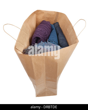 paper shopping bag full isolated on white Stock Photo