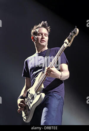 Mark Hoppus of Blink 182 performing live at the Liverpool Echo Arena. Liverpool, England - 12.07.12 Stock Photo