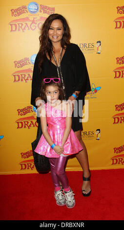 Tia Carrere and her daughter Bianca Wakelin-Carrere 'Dragons' presented by Ringling Bros. & Barnum & Bailey Circus at Staples Center - Arrivals  Los Angeles, California - 12.07.12 Stock Photo