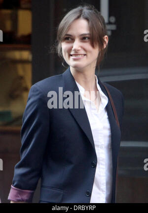 Keira Knightley  on the set of her new movie 'Can A Song Save Your Life?'  New York City, USA - 12.07.12 Stock Photo