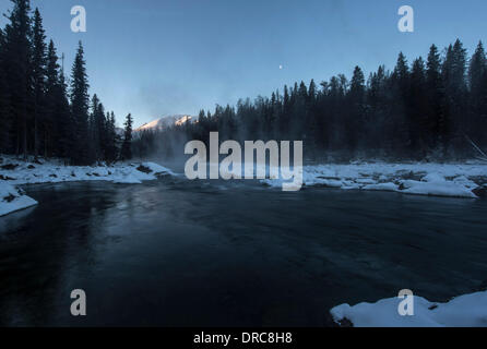 Kanas. 23rd Jan, 2014. Photo taken on Jan. 23, 2014 shows the winter scenery in Kanas, Altay Prefecture, northwest China's Xinjiang Uygur Autonomous Region. © Jiang Wenyao/Xinhua/Alamy Live News Stock Photo