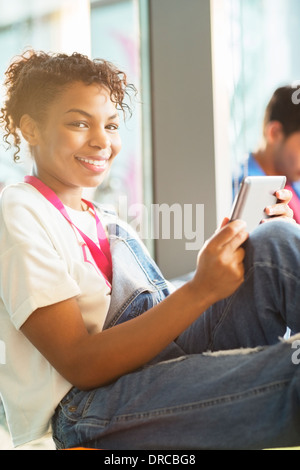 University student using digital tablet Stock Photo