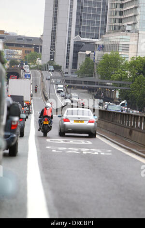 There was confusion on the M40 in west London today when motorists were confused as to when the Olympic lanes would be open. People were avoiding the lanes to avoid the 130 GBP fines, however the lane does not come into force until 25th July London, England - 16.07.12 Stock Photo
