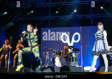 Ana Matronic and Jake Shears,  of the Scissor Sisters performing live at Cascais Music Festival in Hipodromo Manuel Possolo. Cascais, Portugal - 17.07.12, Stock Photo