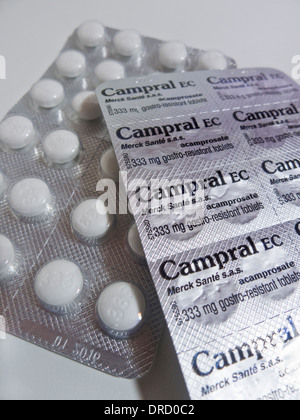 Campral acamprosate tablets. Stock Photo