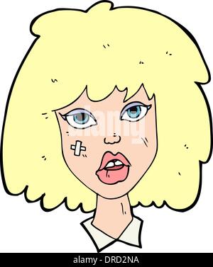 cartoon woman with bruised face Stock Vector