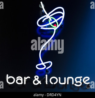 Sign for a bar and lounge in downtown Seattle, Washington, USA Stock Photo