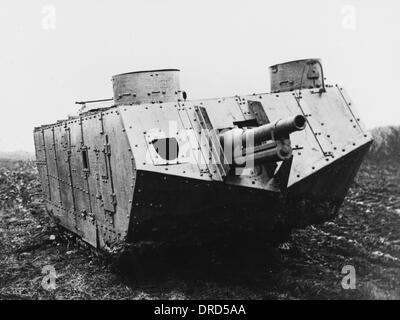 World War 1 Tanks. French Saint-Chamond tank in the field. Powerfully ...