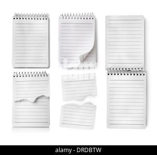 Collage of notebooks isolated on white background Stock Photo