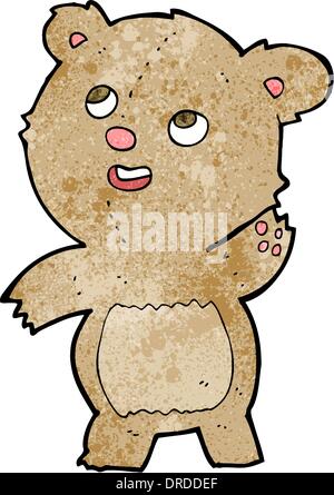 cartoon cute waving teddy bear Stock Vector